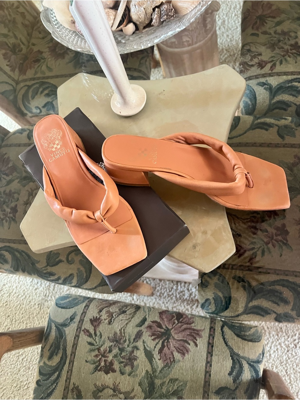 Vince Camuto Cognac Thong Sandals